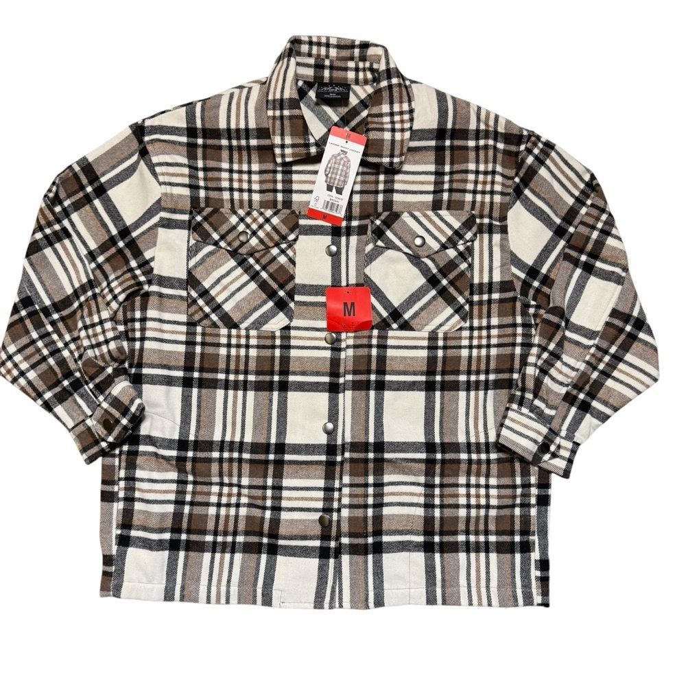 HFX Women's Flannel Snap Front Shacket Jacket Shirt Size Medium NWT